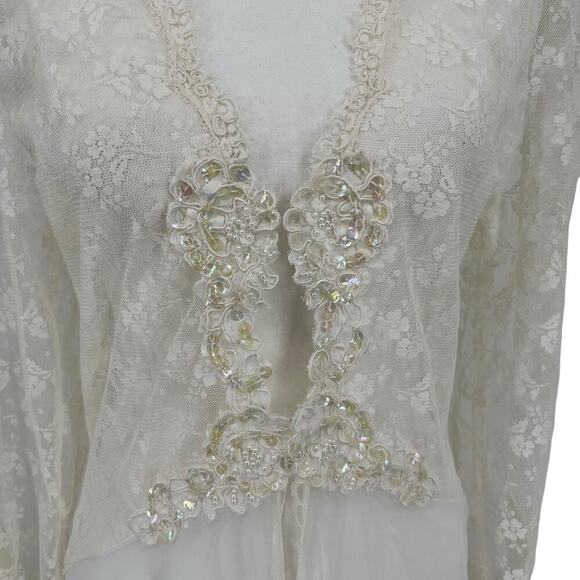 Vintage 80’s Victoria’s Secret Gold Label Lingerie Robe Lace Floral Bridal Small - Picture 3 of 9